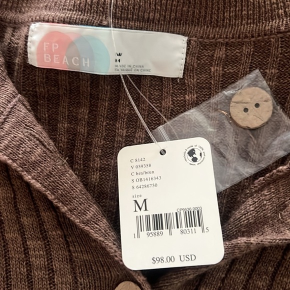 Free People Elegant Brown Ribbed Romber - Picture 7 of 14